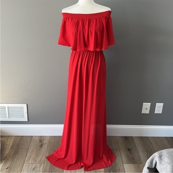 Show Me Your Mumu Hacienda Red Off The Shoulder Maxi dress - Picture 2 of 10